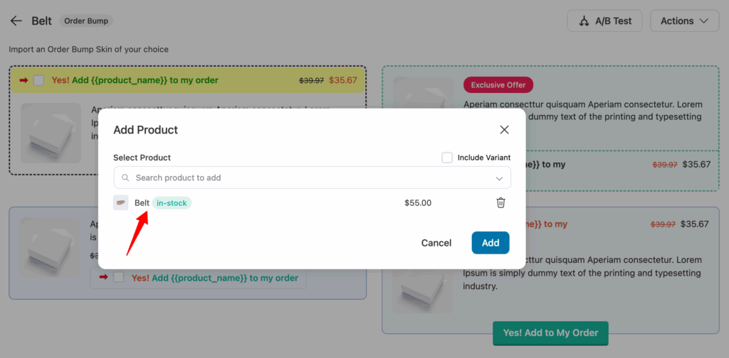 import a template and add product