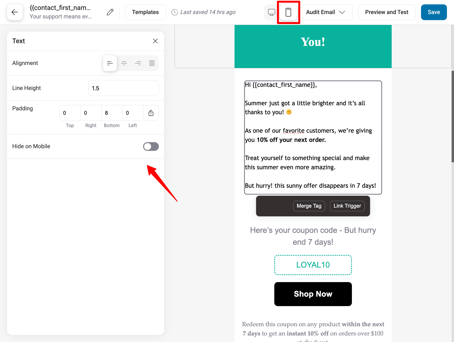 make bulk indiviual email device responsive