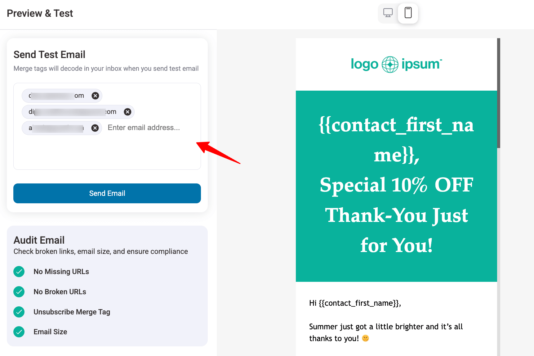 send test email