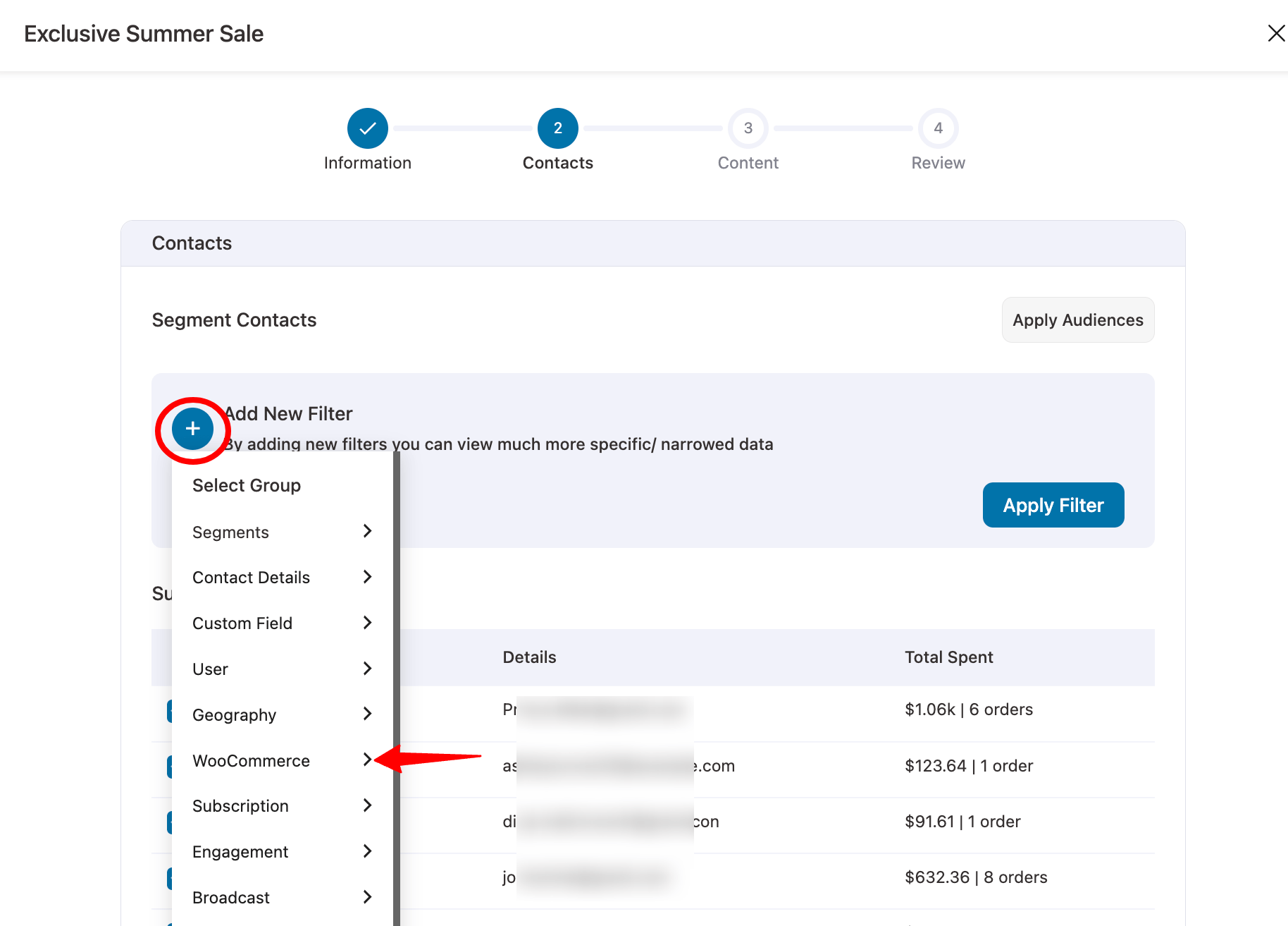 Segmenting WooCommerce customer audience by total revenue and behavior