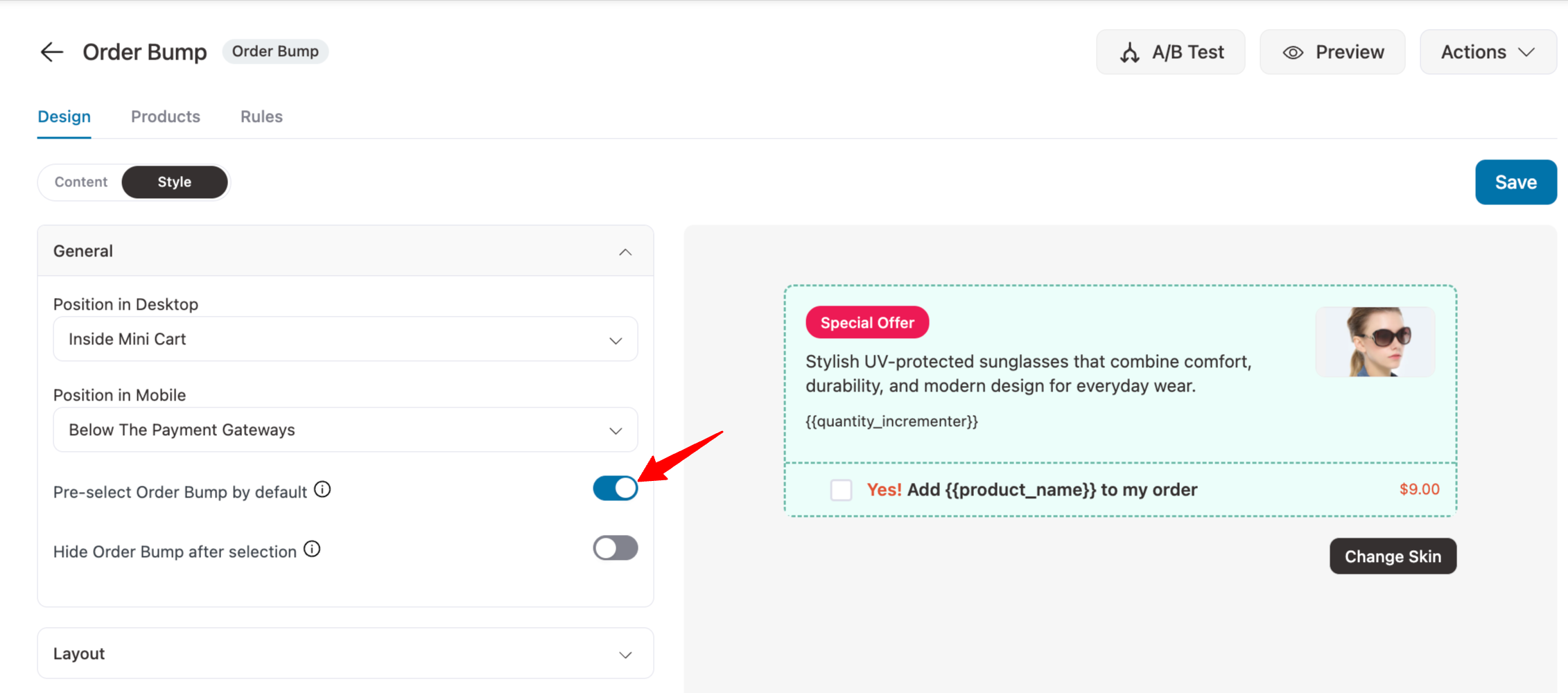 Pre-select Order Bump by default
