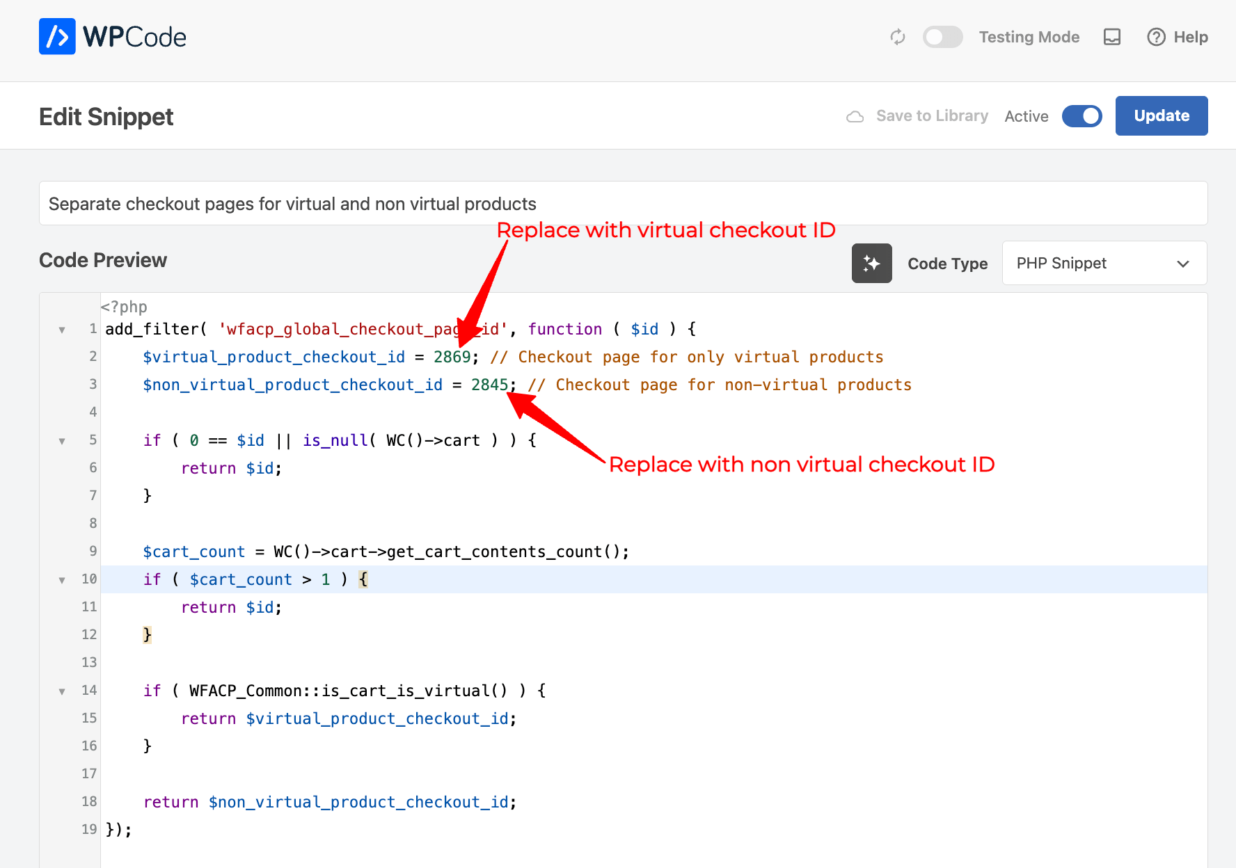 customize code