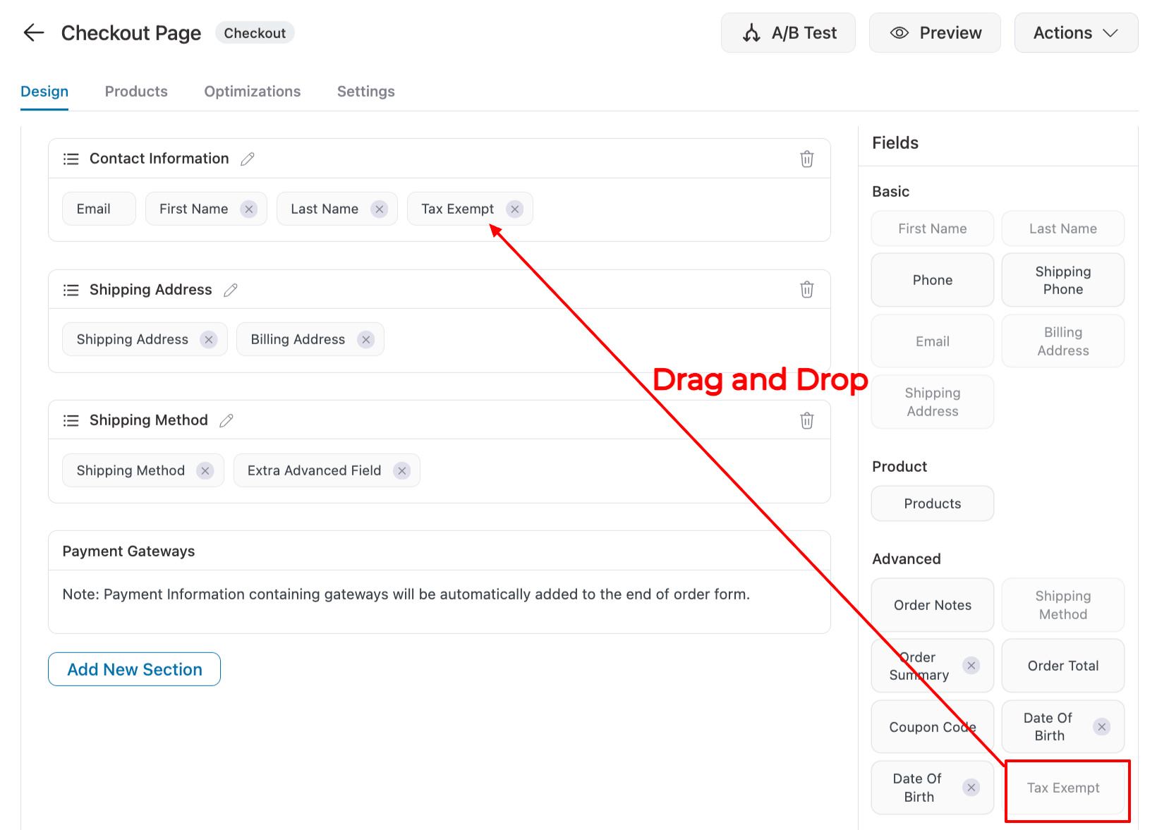 drag and drop conditional field
