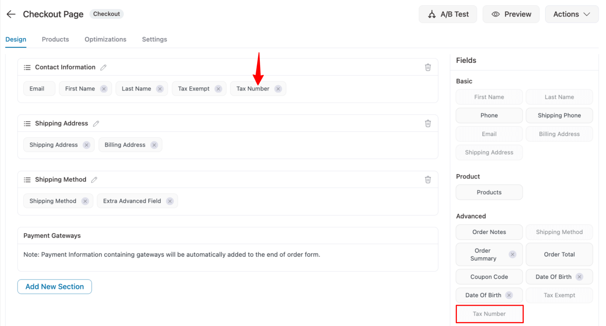 Adding Tax Number conditional field in FunnelKit checkout form after radio field