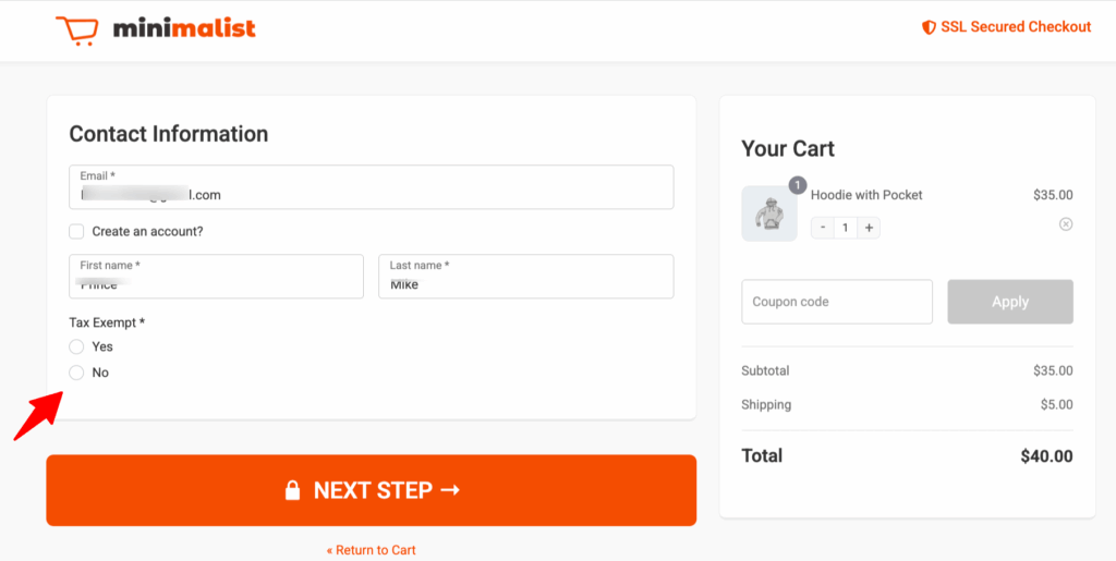 Checkout preview showing radio field default state before selection in FunnelKit checkout