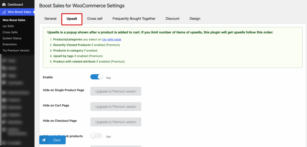 upsell as a popup