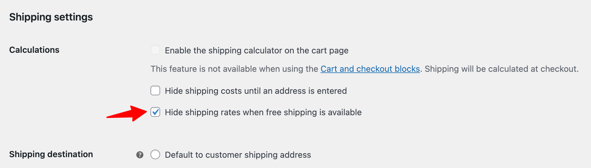 Hide shipping rates when free shipping is available