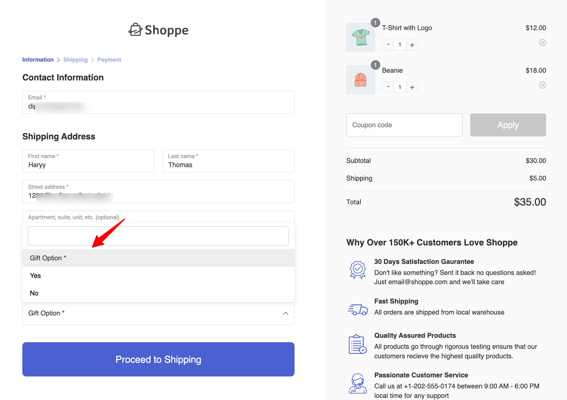 Test the conditional checkout field using a Select2 field 