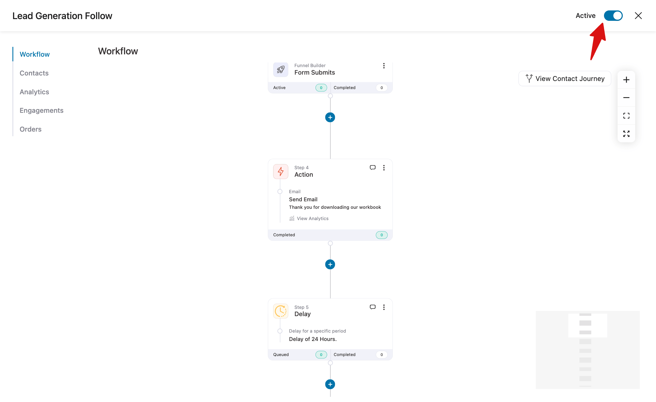 activate the automation with follow up emails