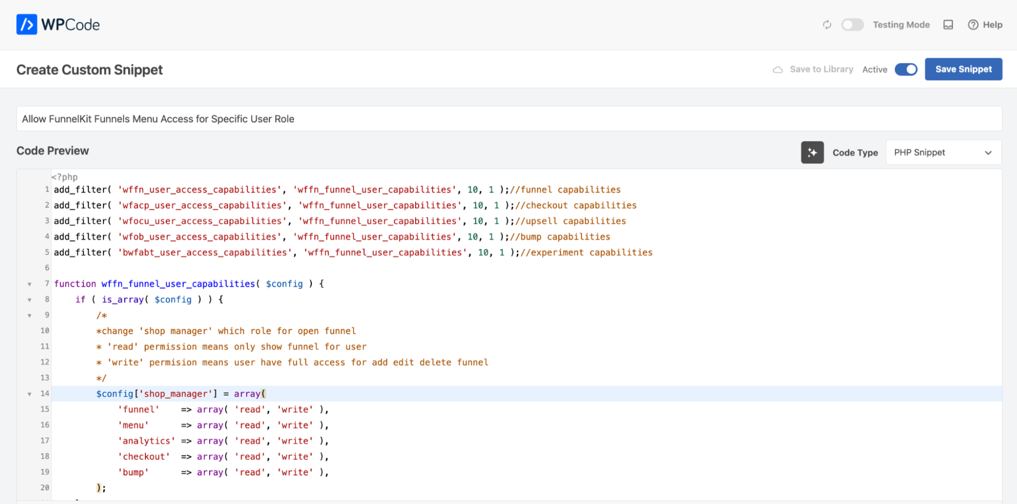 add code and activate