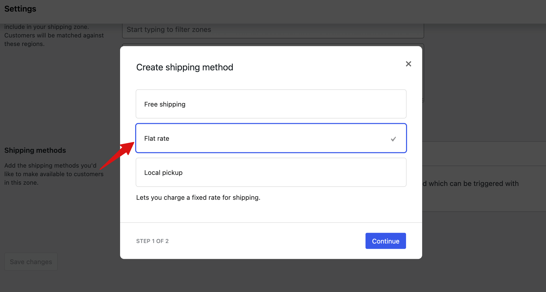 choose flat rate and hit continue