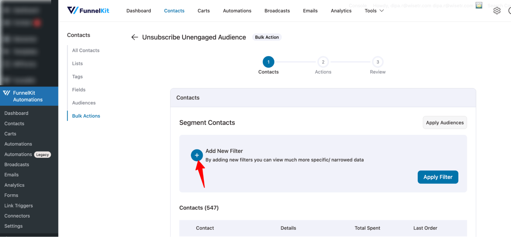 hit plus add new filter