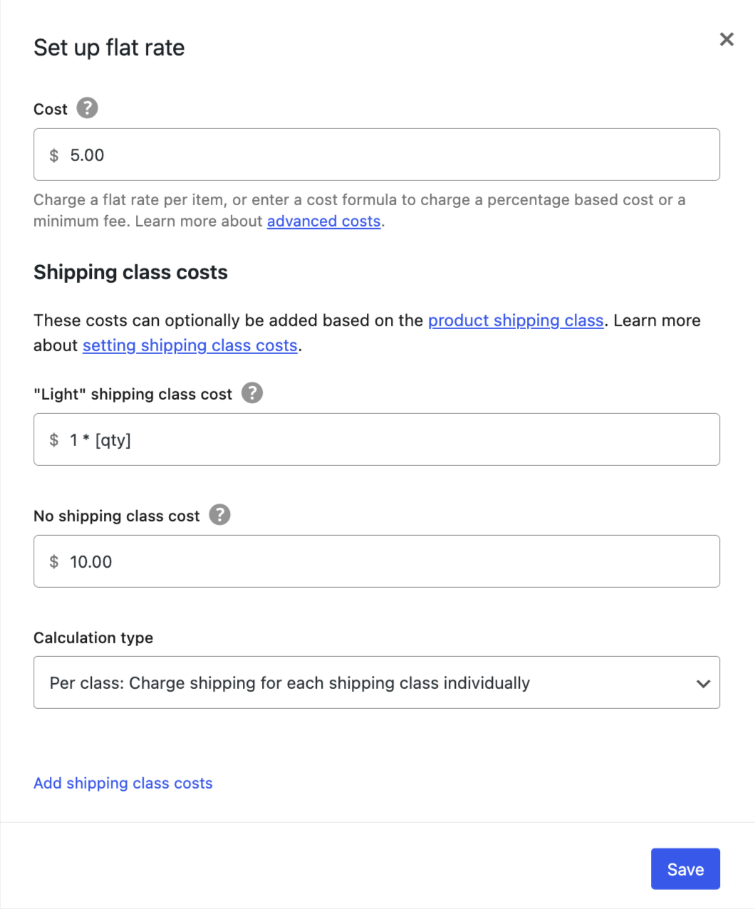set up class rate under flat rate