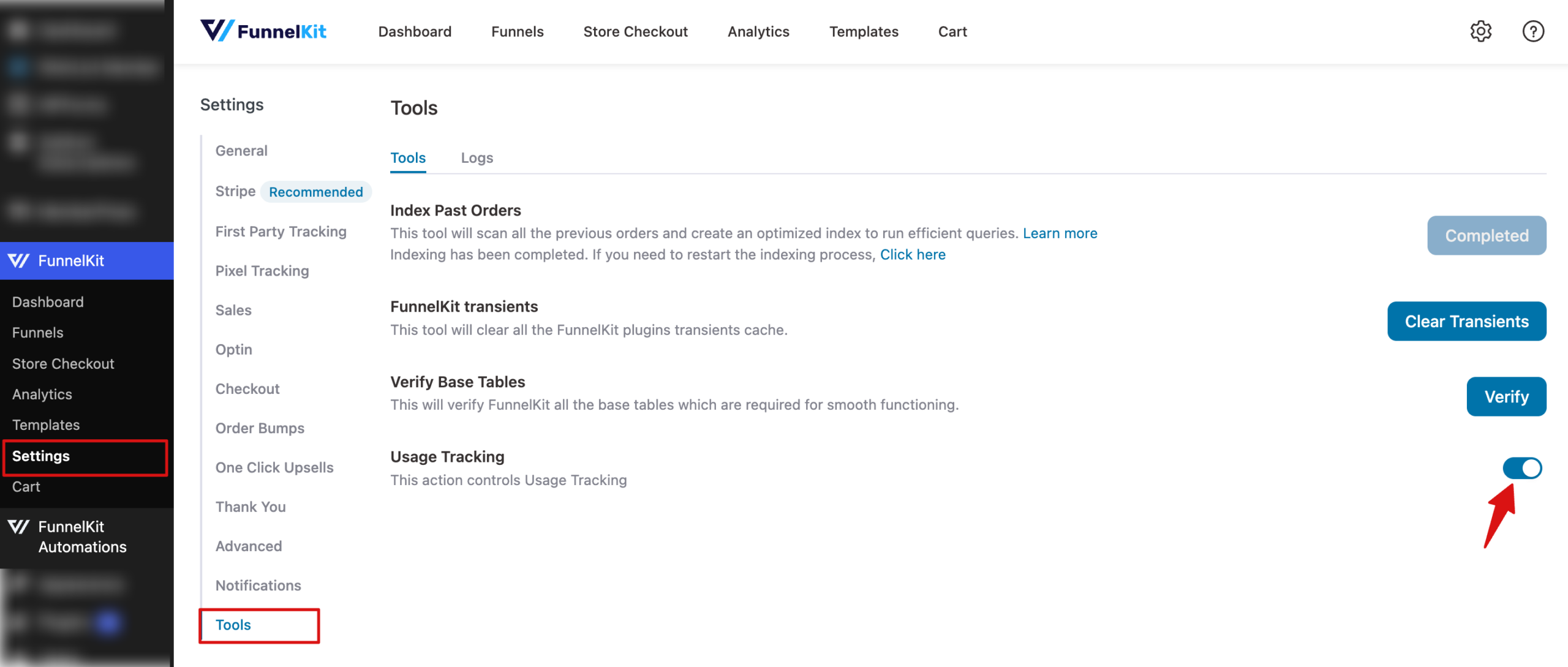 FunnelKit Funnel Builder Usage Tracking