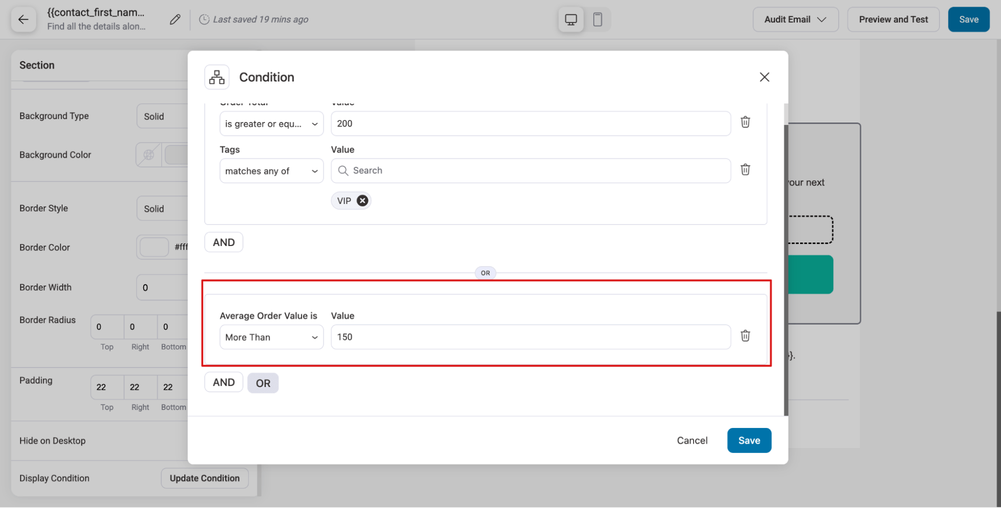 add a rule with OR operator