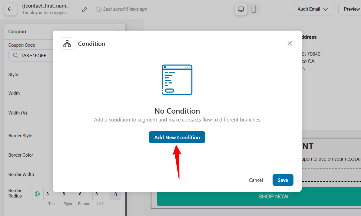 hit the add new condition button