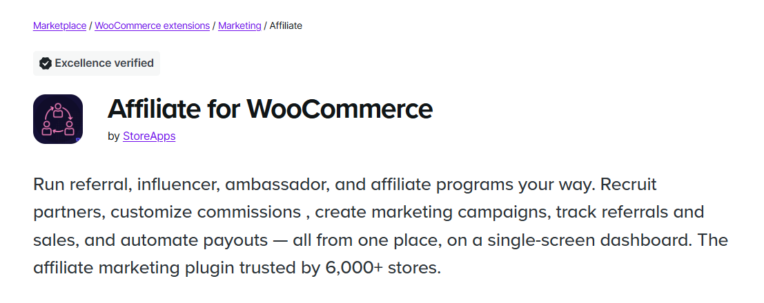 Affiliate for WooCommerce plugin
