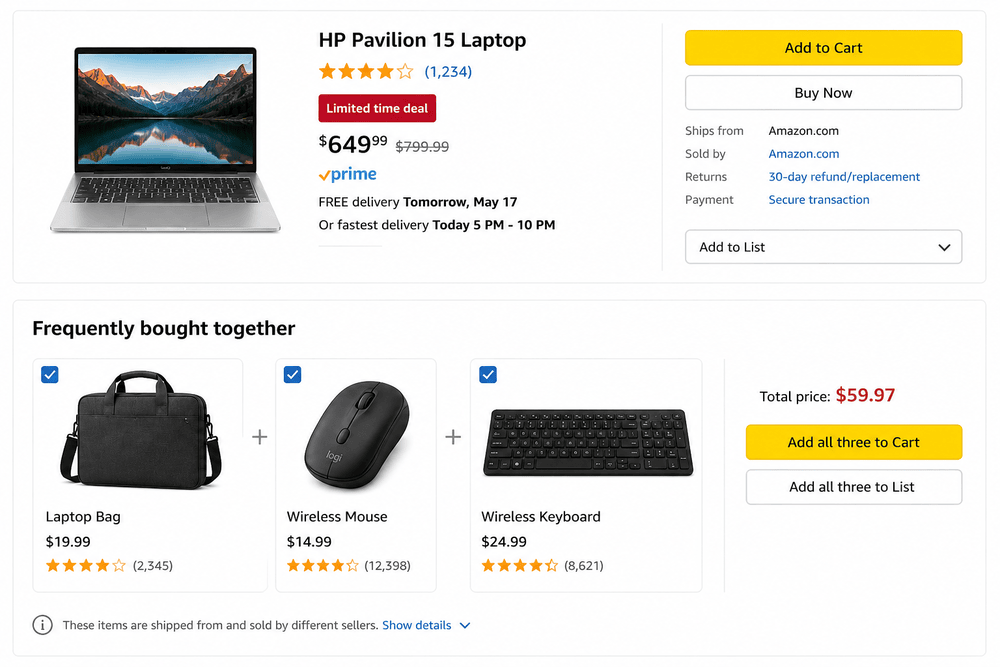 Amazon-style box to show frequently bought together items