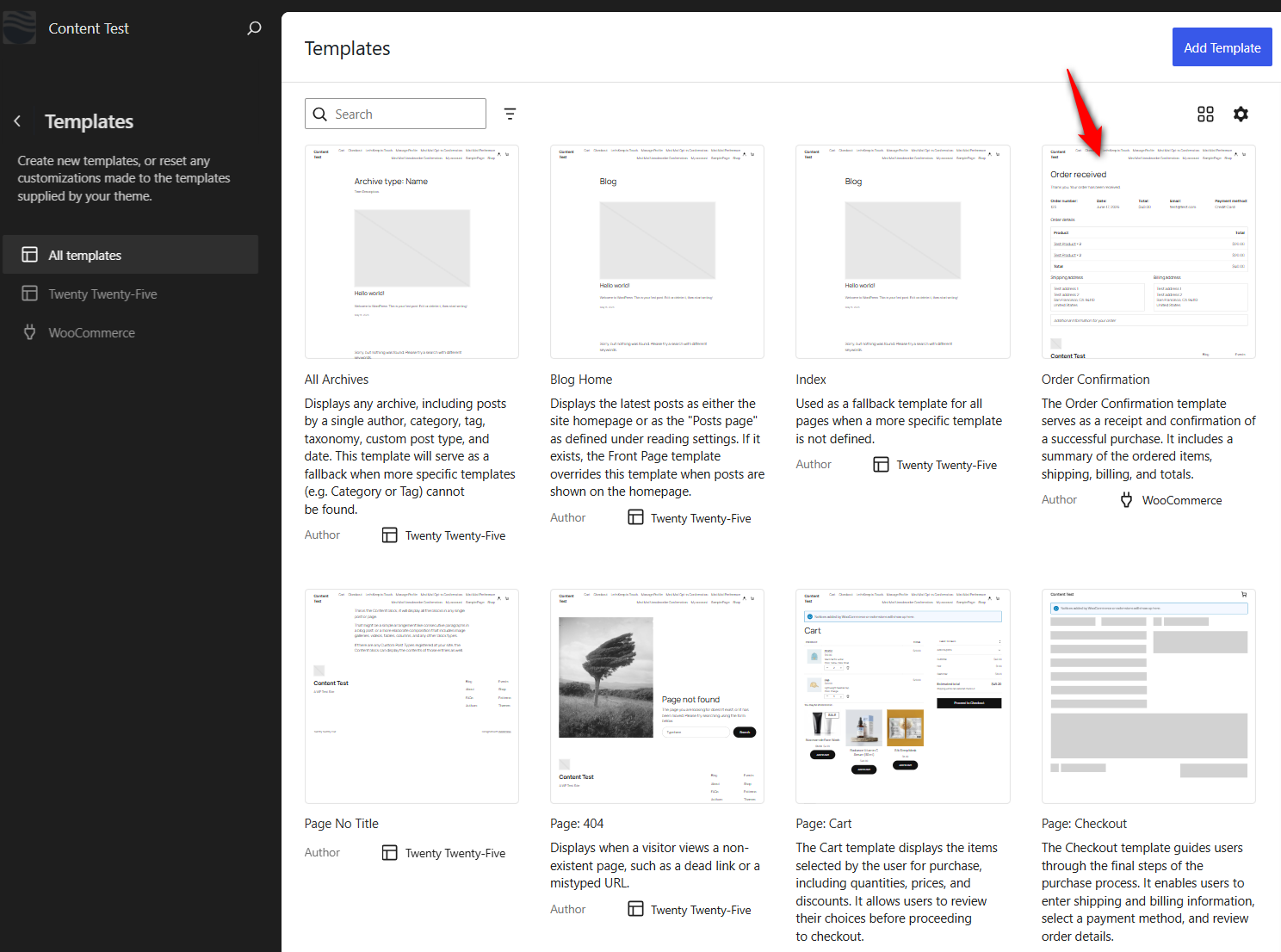 Go to Appearance → Editor → Templates and open the order confirmation template