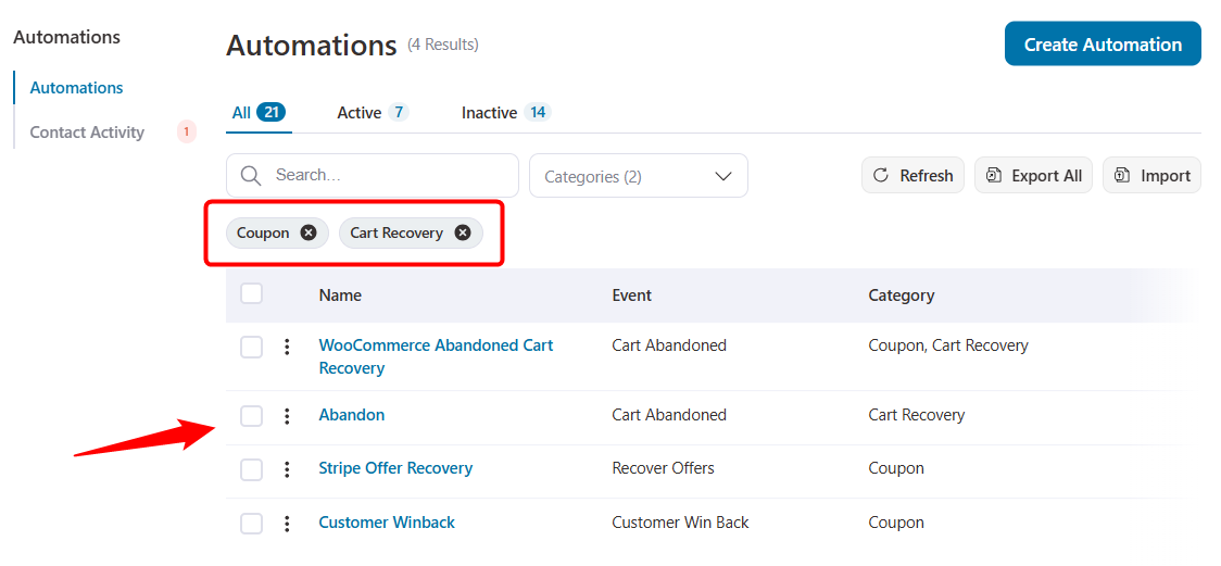 category filter successfully applied