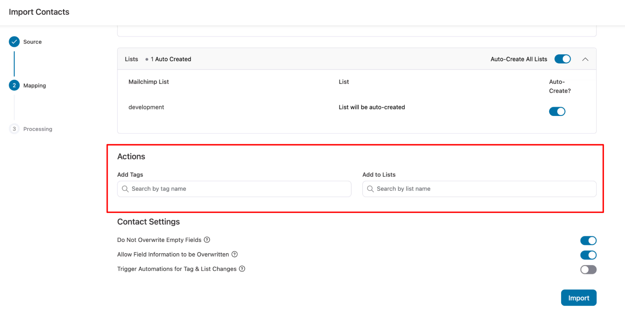 Auto create lists/tags, add tags and auto-trigger any tag and list automations
