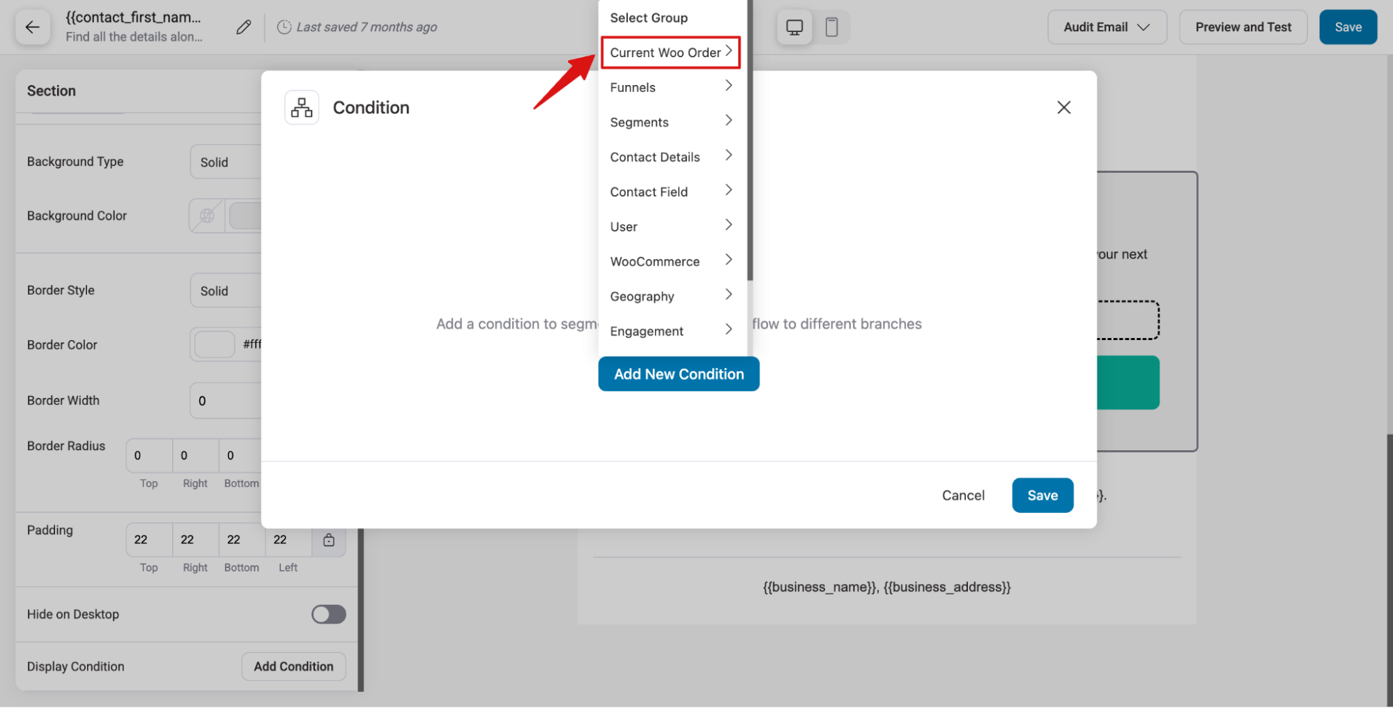 choose current woo order