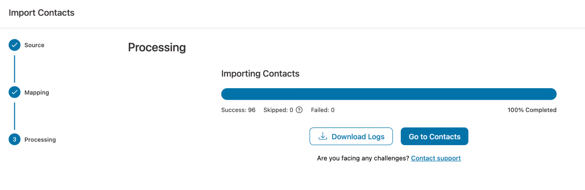 mailchimp contacts successfully imported in funnelkit automations