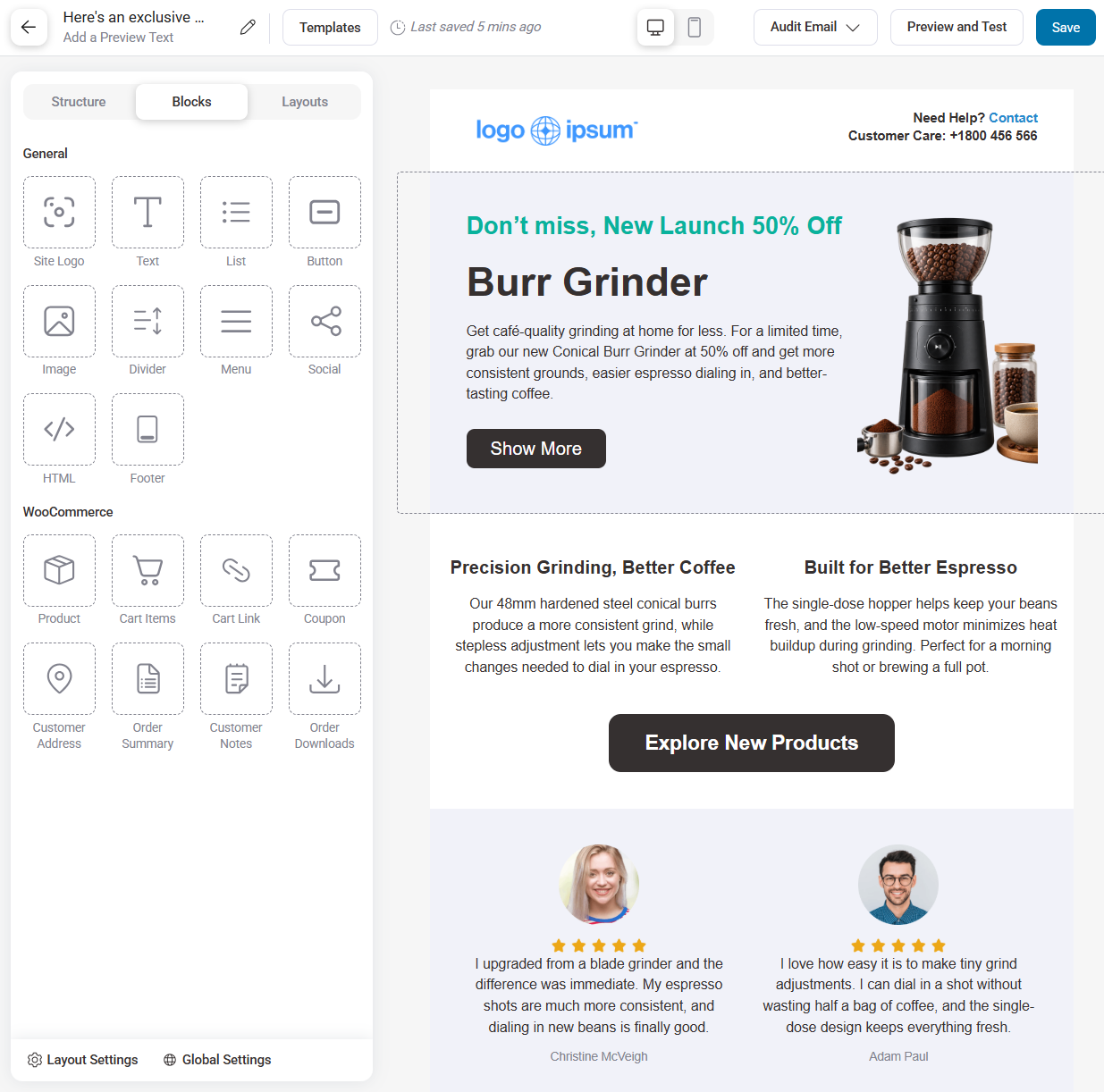 customize your email with frequently bought together offers