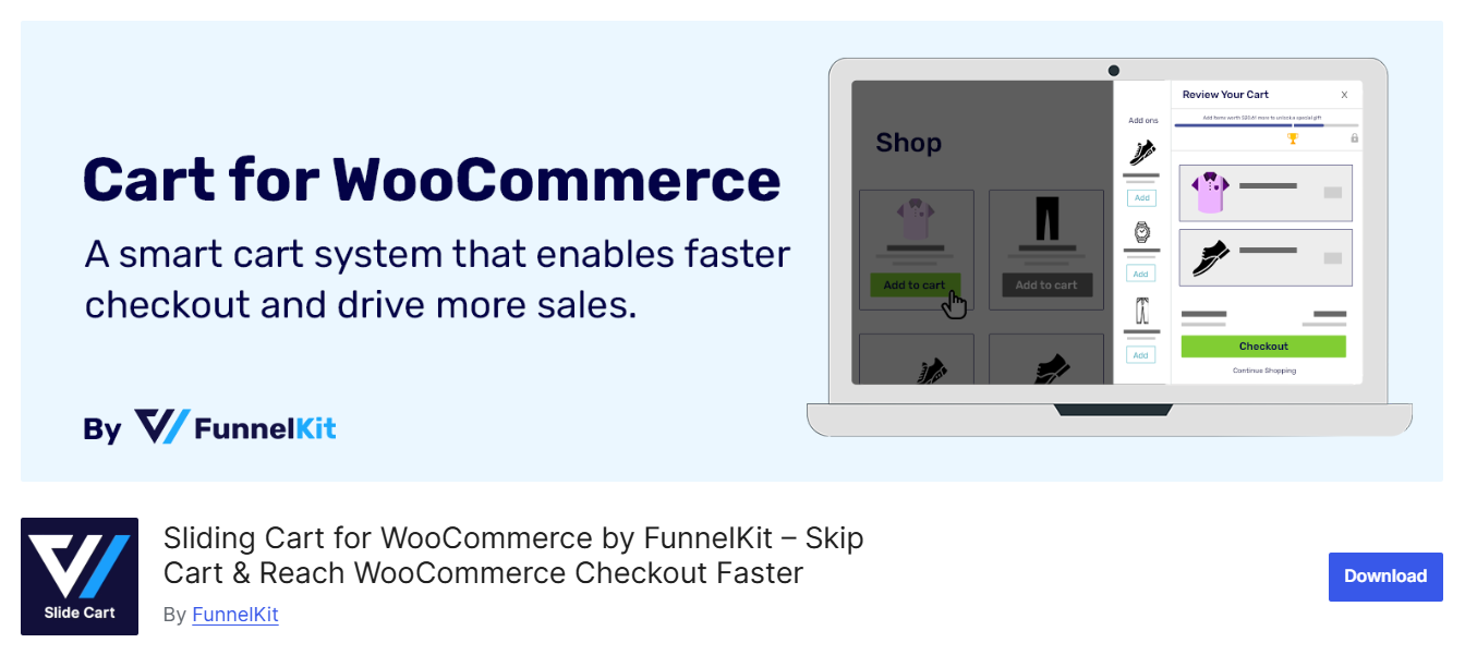 install and activate the funnelkit cart for woocommerce plugin