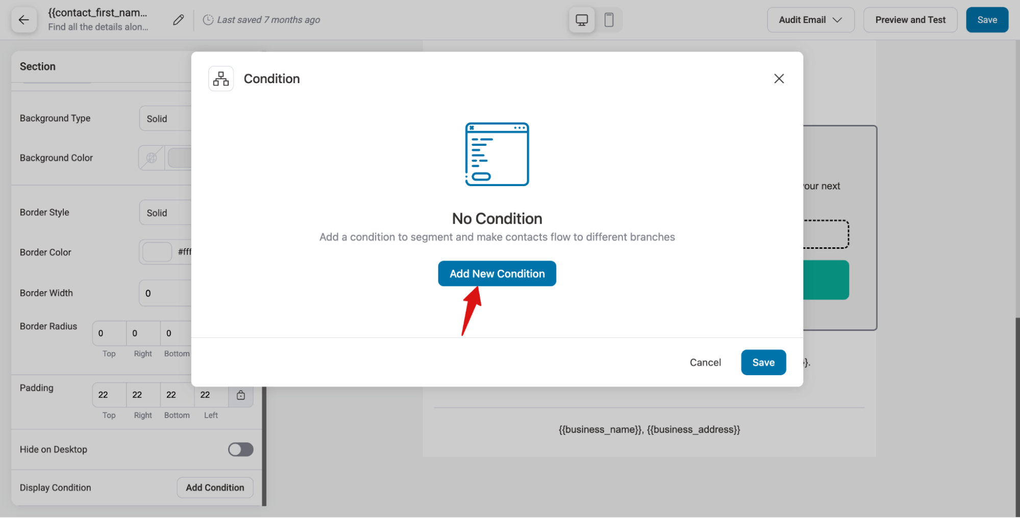 hit add new condition