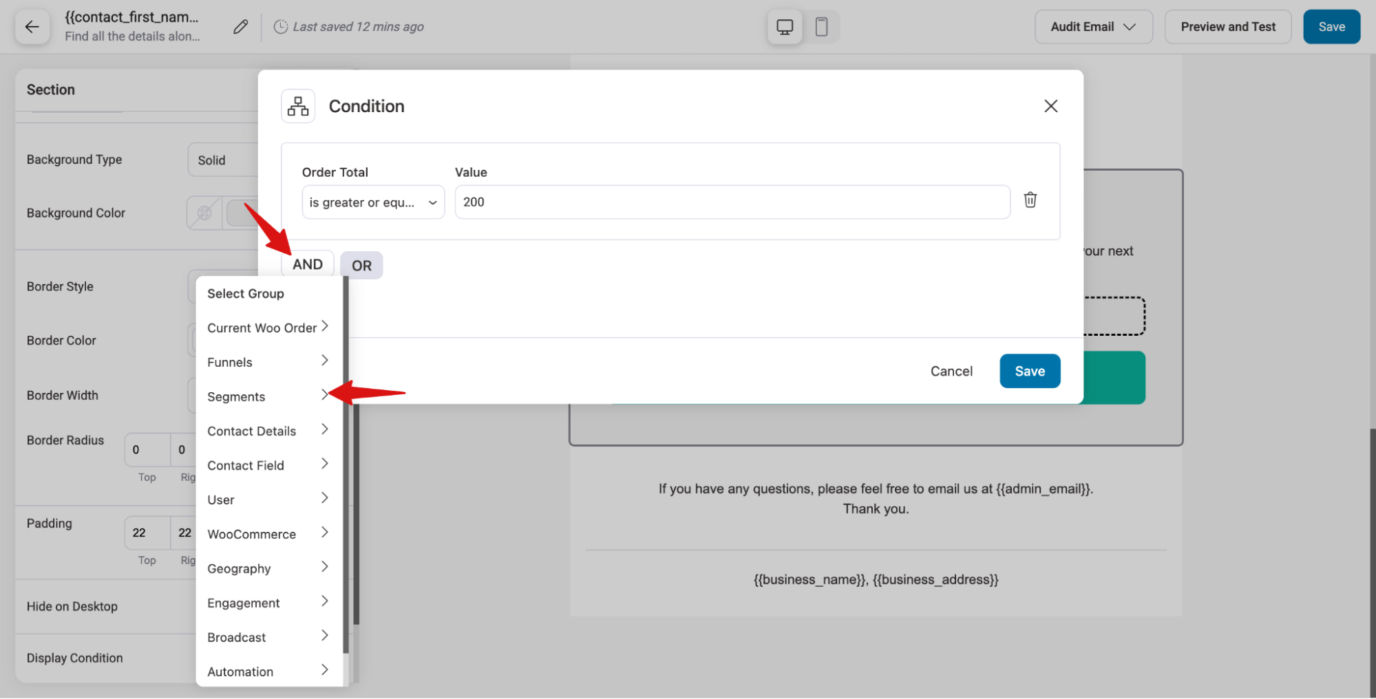 hit and and select segment