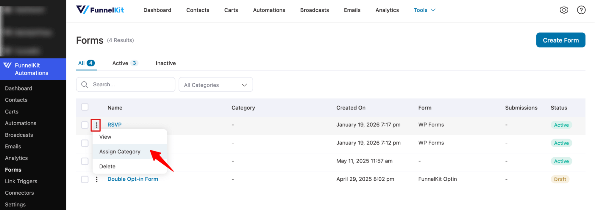 hit assign form categories