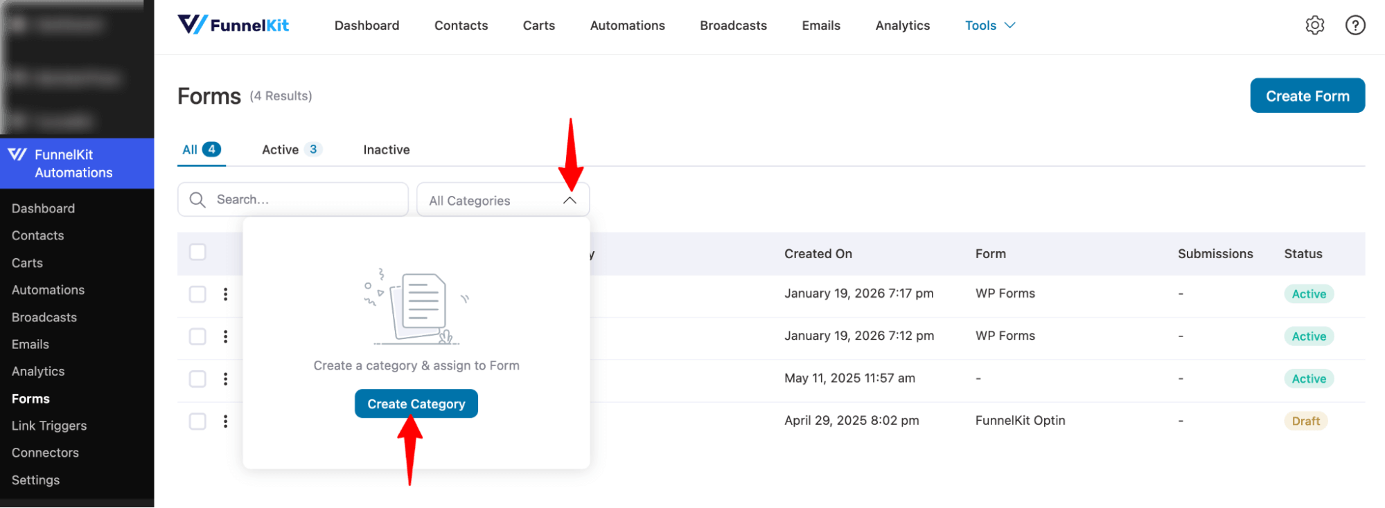 hit create category form categories