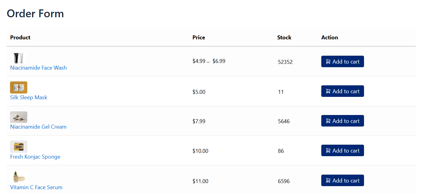 preview the free woocommerce order form and test it on desktop and mobile