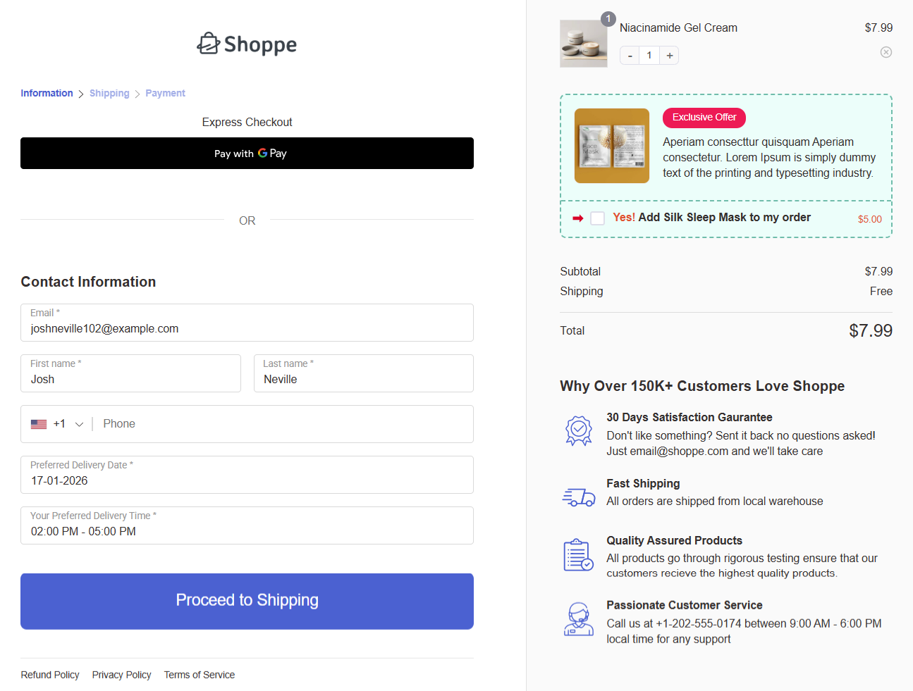 preview of the woocommerce checkout page with added date picker field