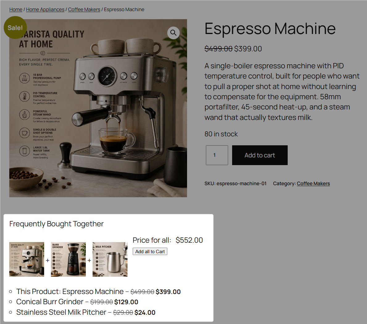 preview frequently bought together products created with yith plugins