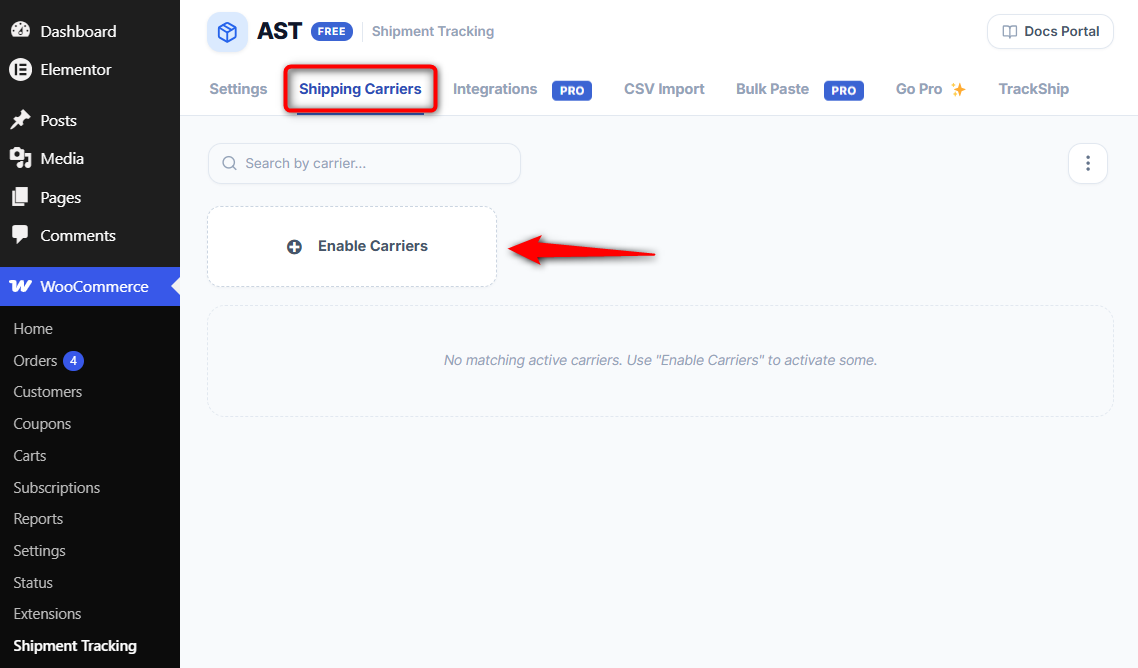 go to the Shipment Tracking menu under WooCommerce. Open the Shipping Carriers tab and enable only the carriers you actually ship with. 