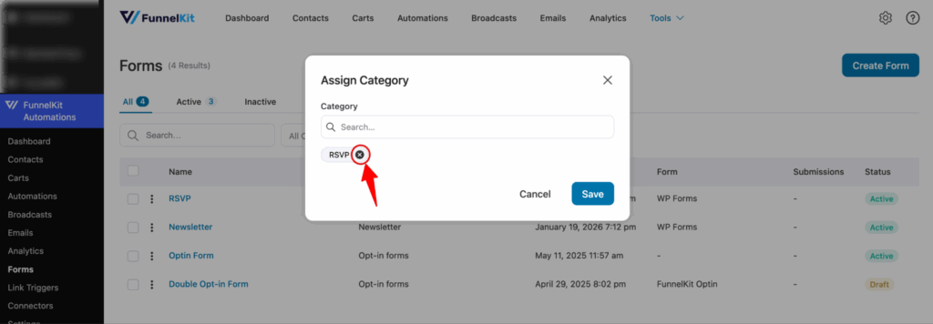 unassign form categories4