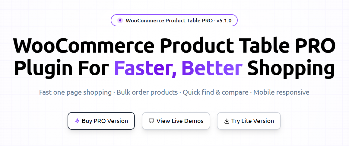WooCommerce Product Table