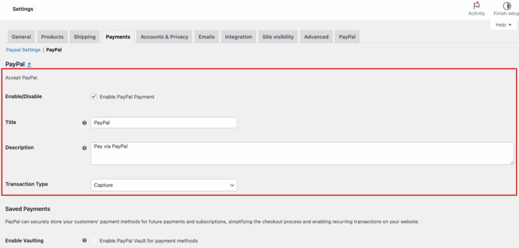 PayPal Settings - FunnelKit