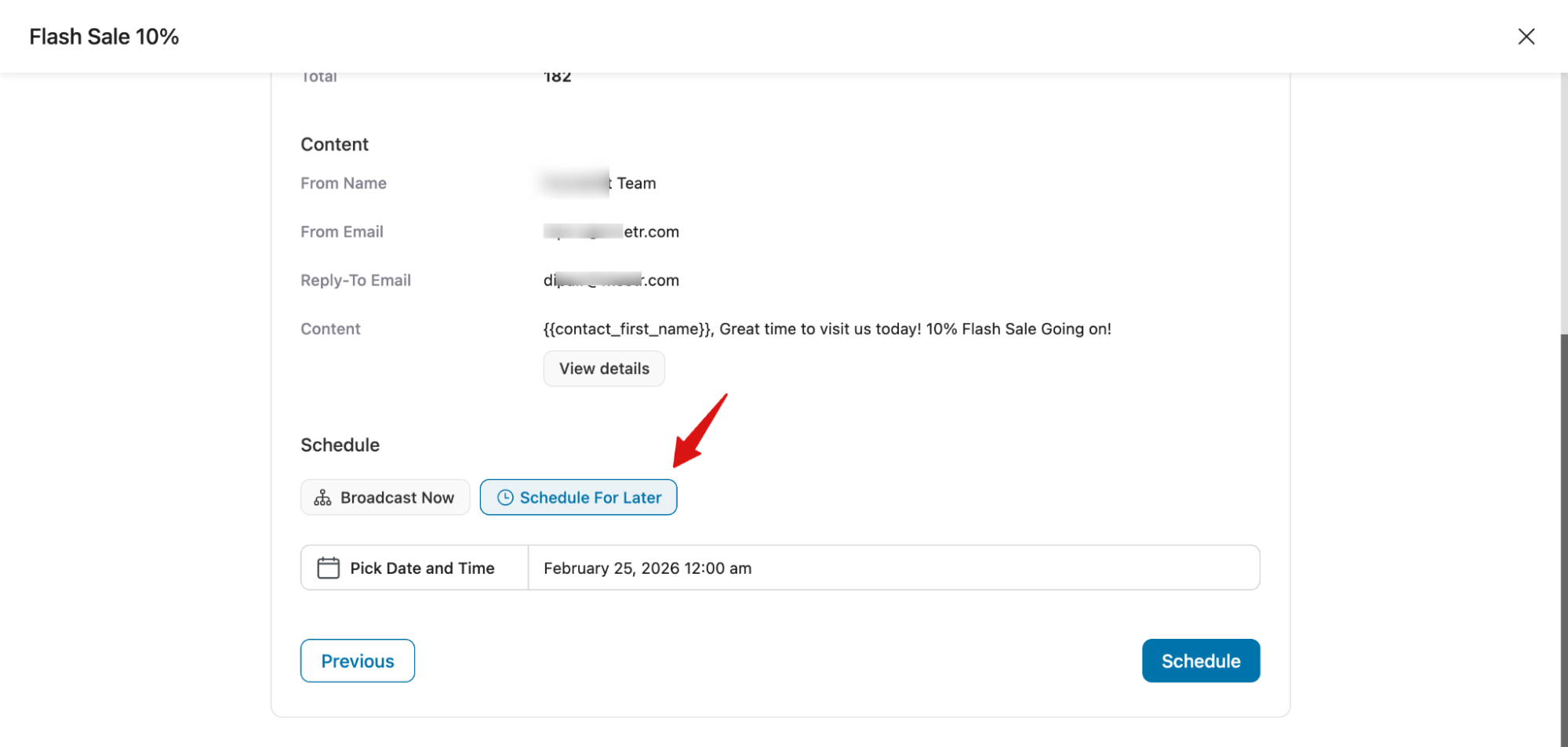 Schedule flash sale last moment reminder message