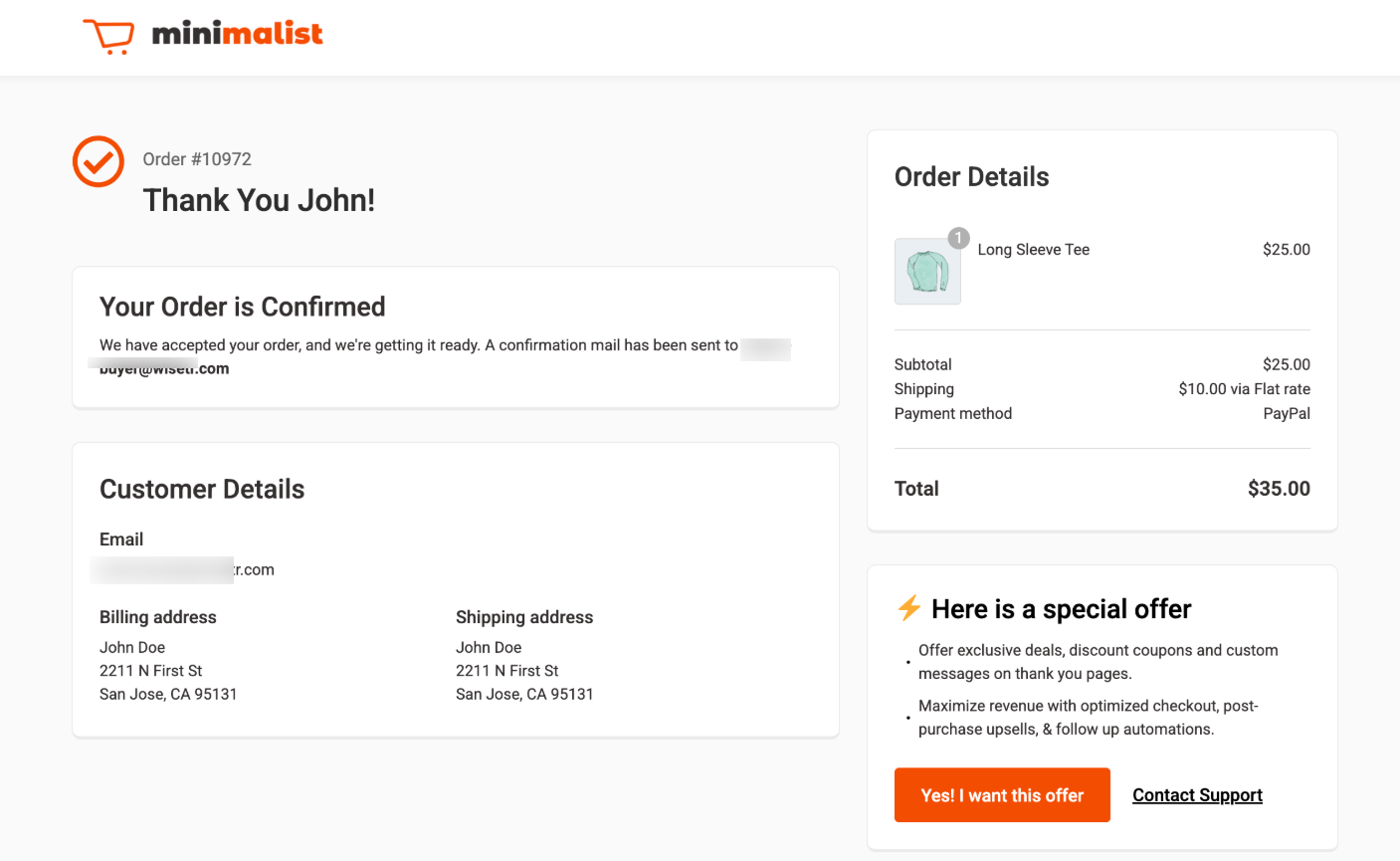 Upon successful payment, you’ll be directed to the thank you or order confirmation page.