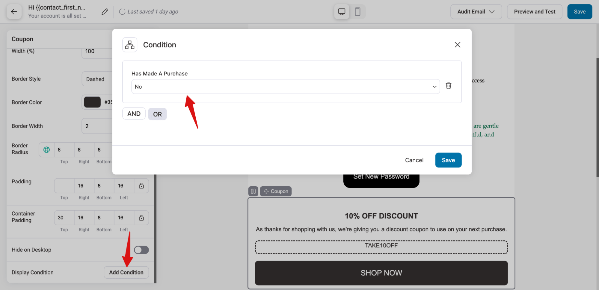 add condition to show coupon block