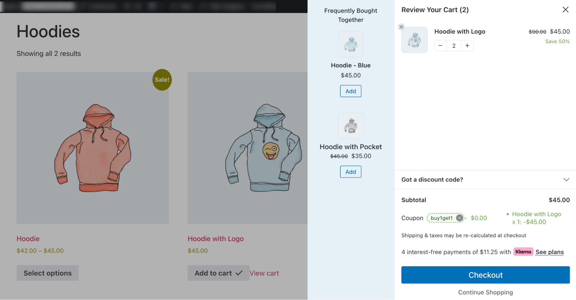 add products to cart to avail bogo offer