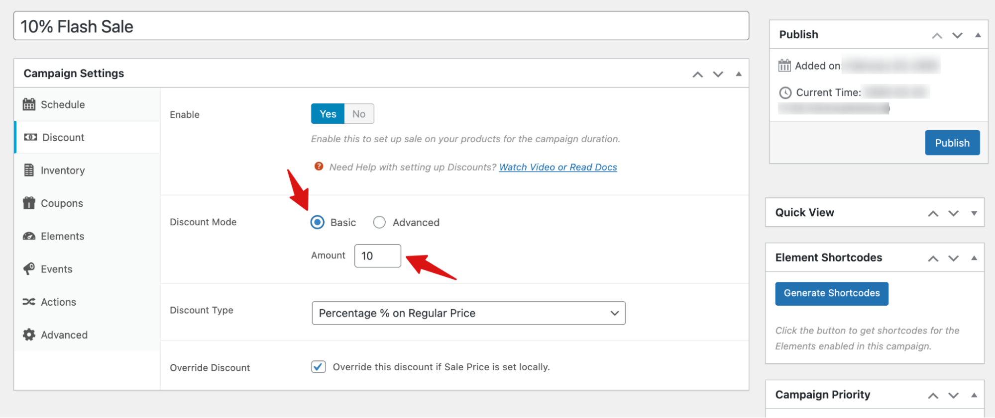 choose discount type as basic