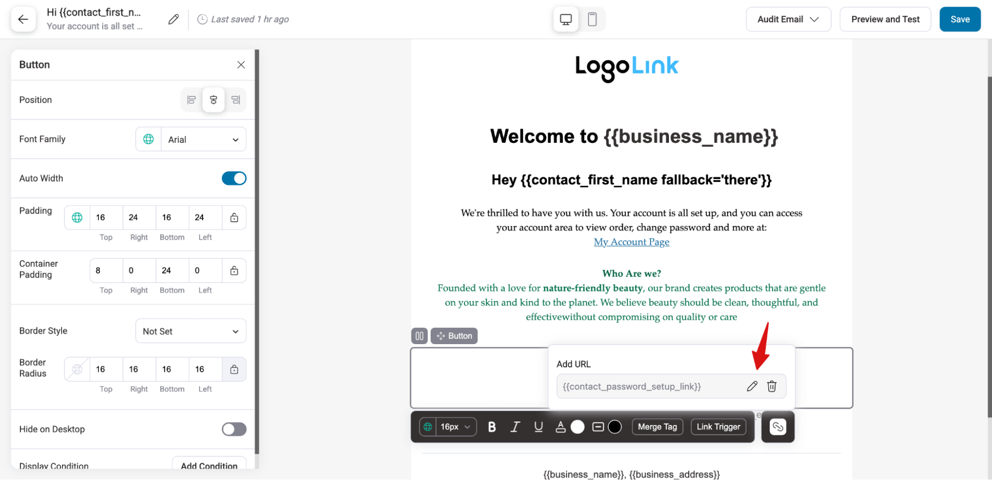 contact password set up link