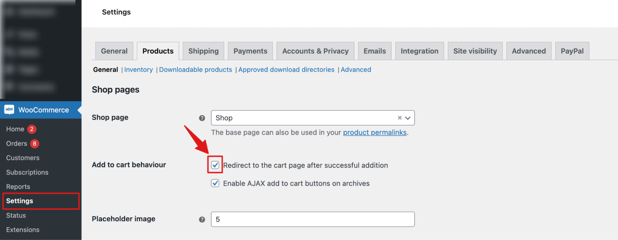 enable redirect to the cart page after successful addition