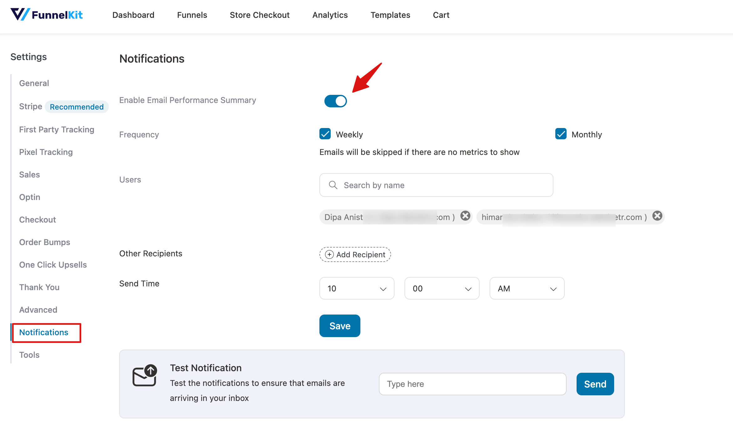 funnelkit funnel builder notification