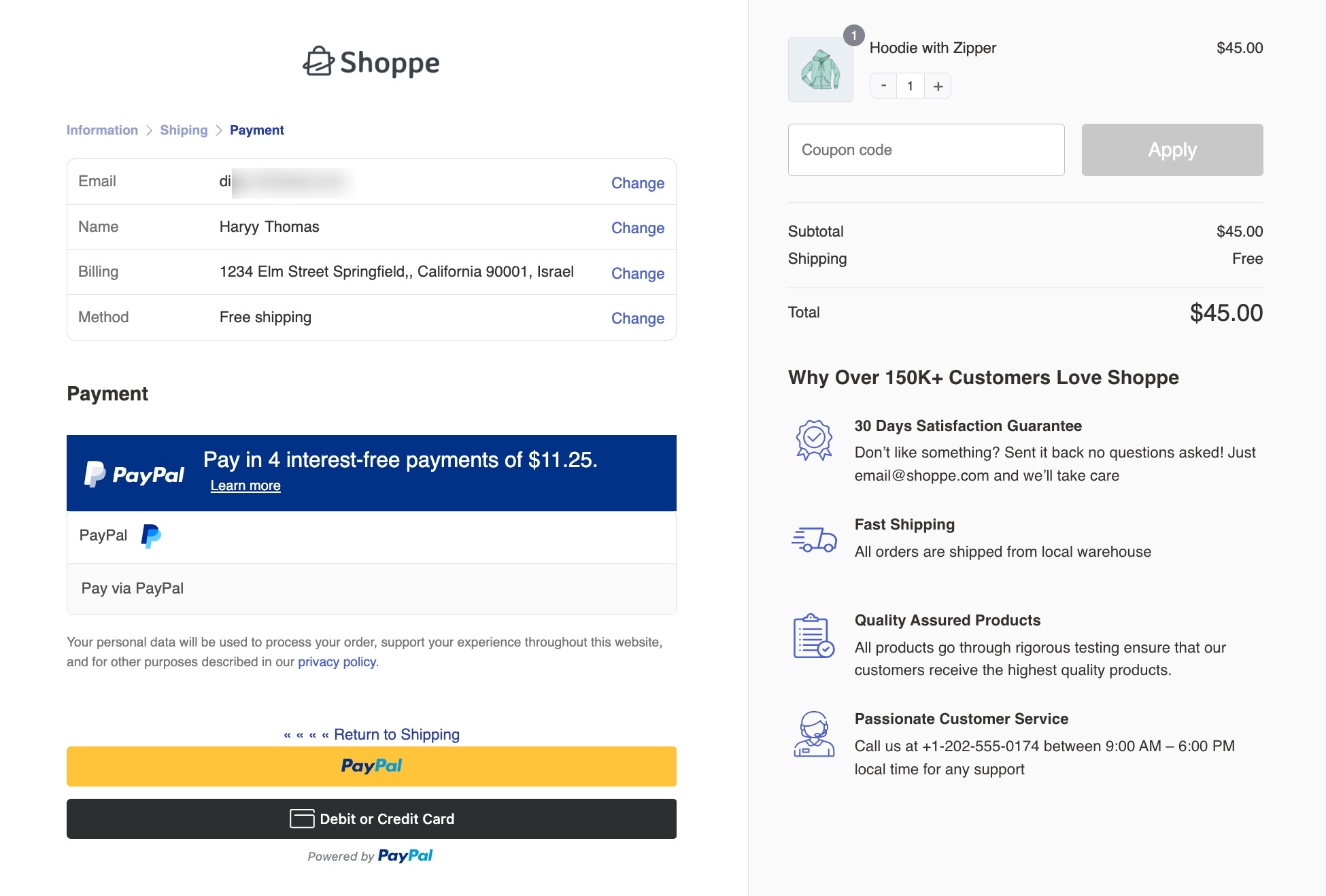 Here is what PayPal looks like on the checkout page: