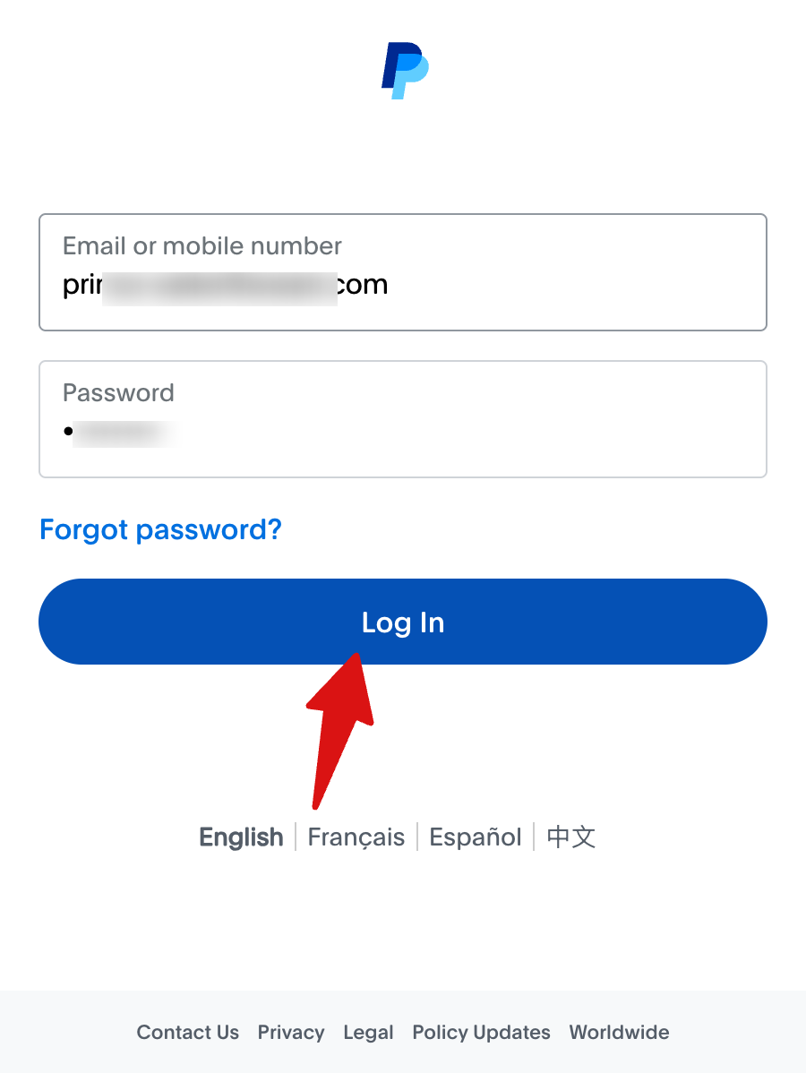 Next, provide login credentials to log in to your PayPal account. 
